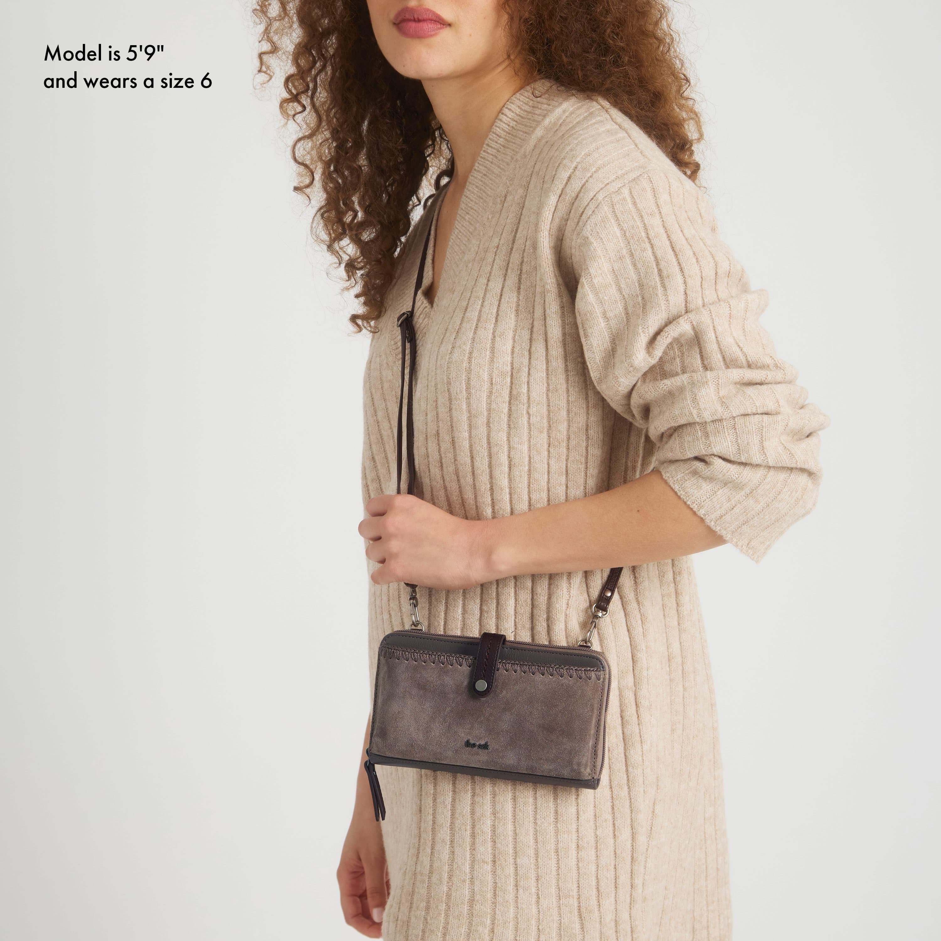 The Sak Iris Smartphone Wallet - Leather - Mushroom Suede