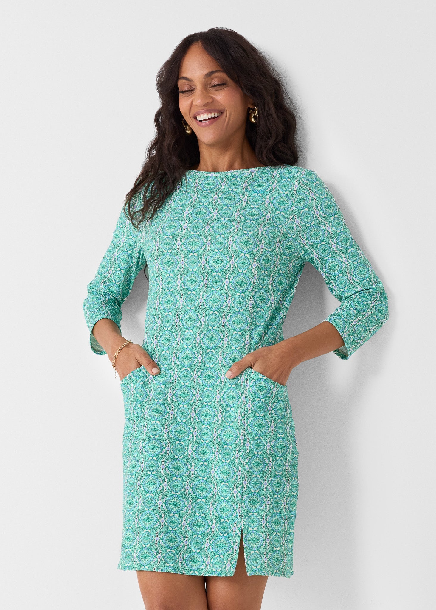 shift dress fall Cabana Life - Hudson Textured Shift Dress - Green