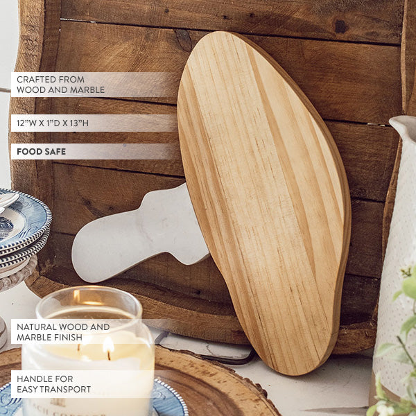 Marble & Wood Mushroom Cutting Board