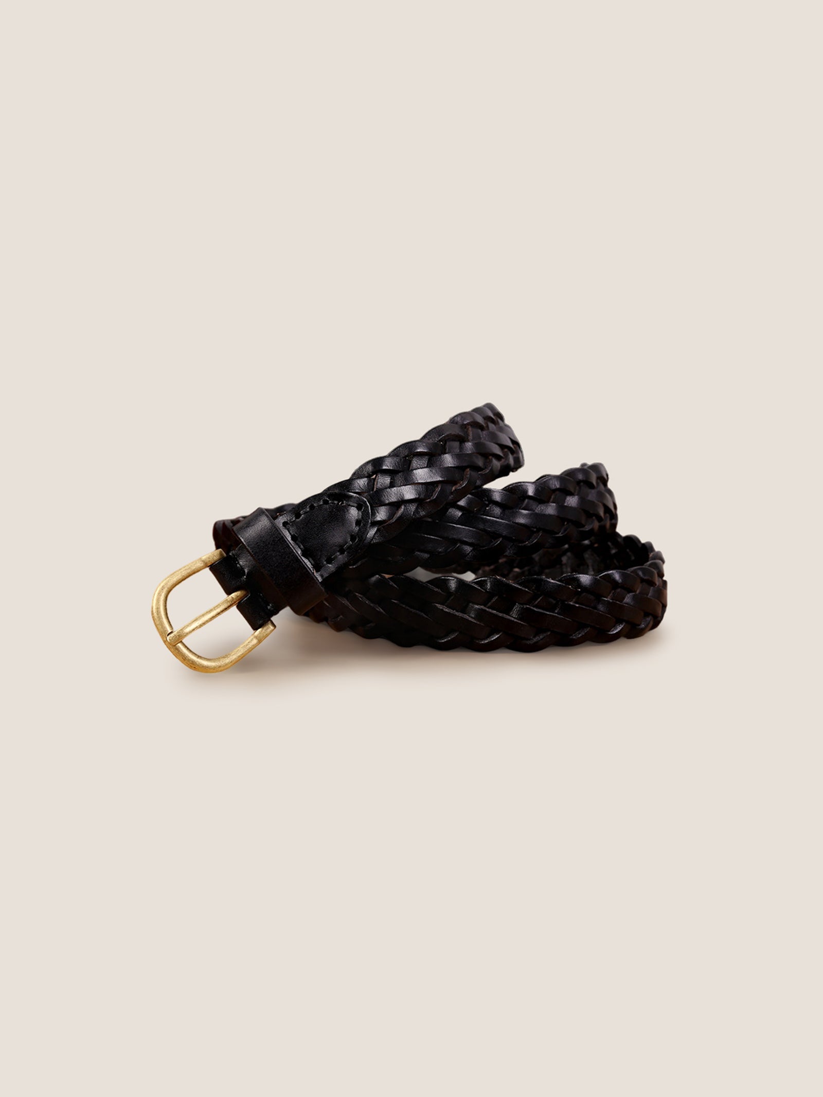 Premium Cowhide Retro Hand-woven Belt With Alloy Buckle
