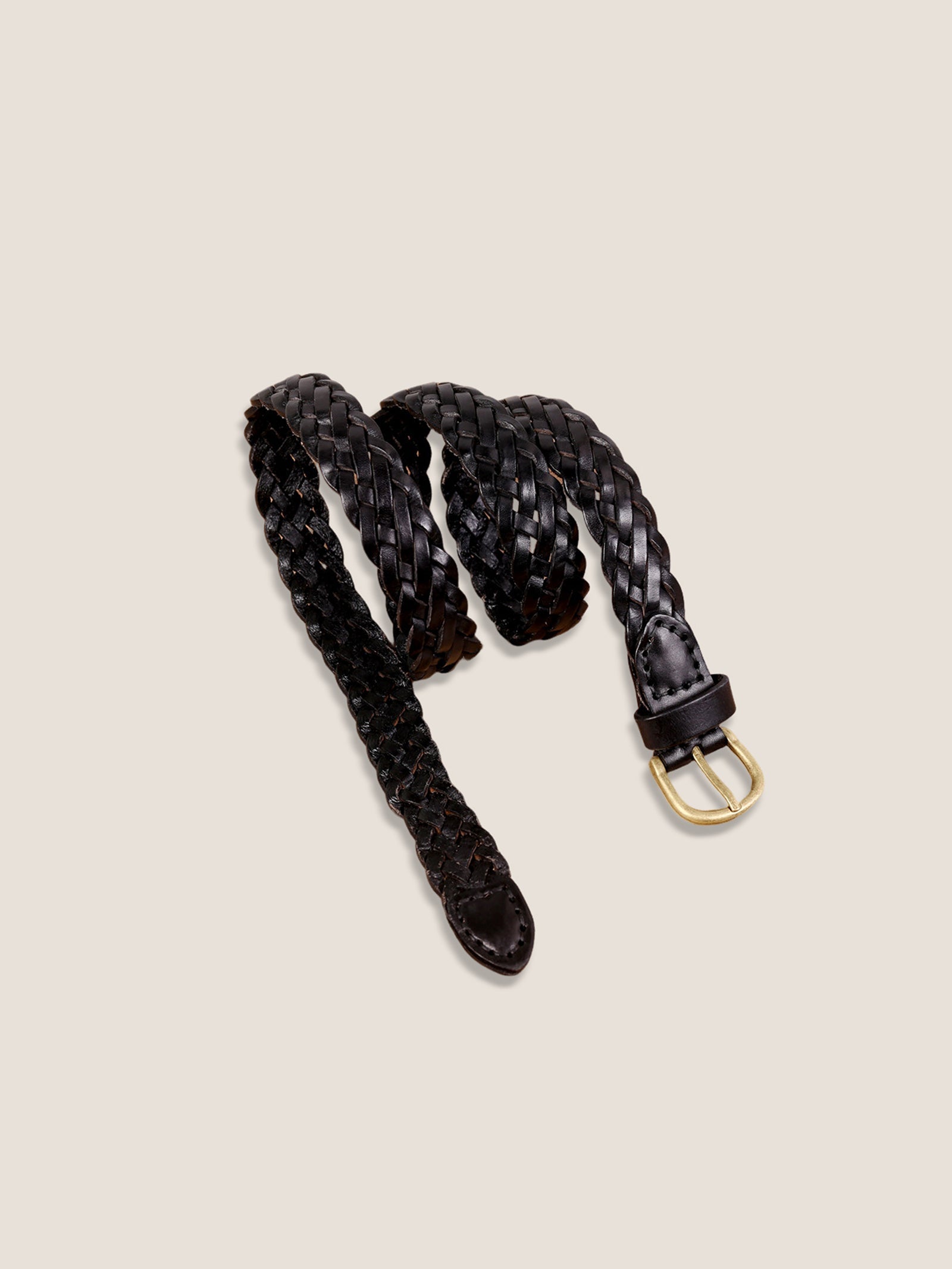 Premium Cowhide Retro Hand-woven Belt With Alloy Buckle