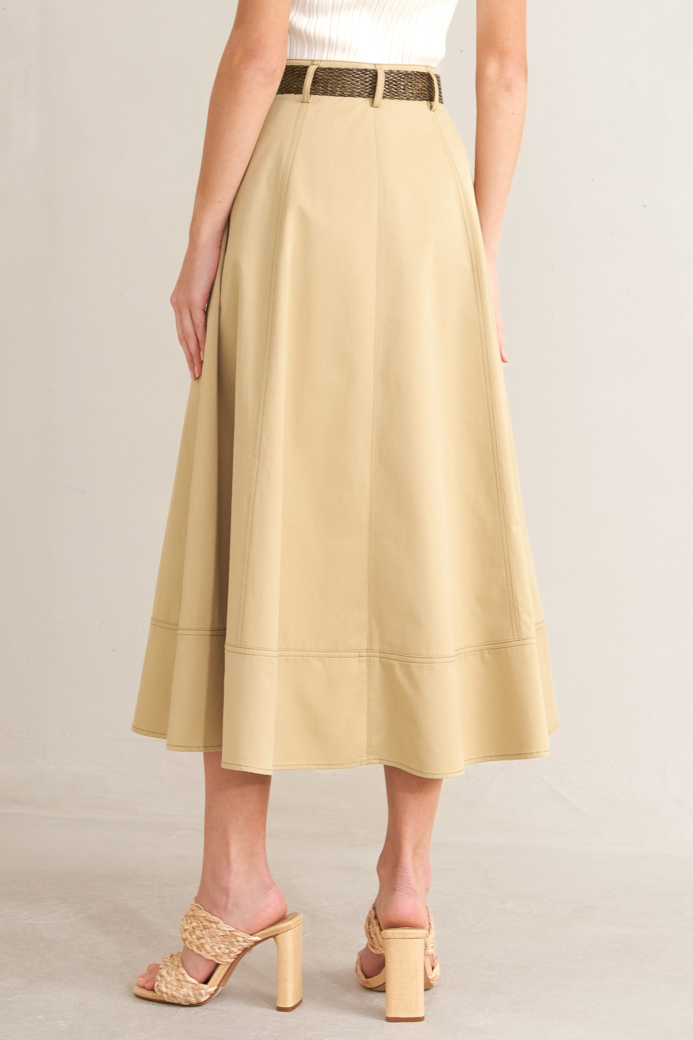 Sand Breeze Woven Midi Skirt