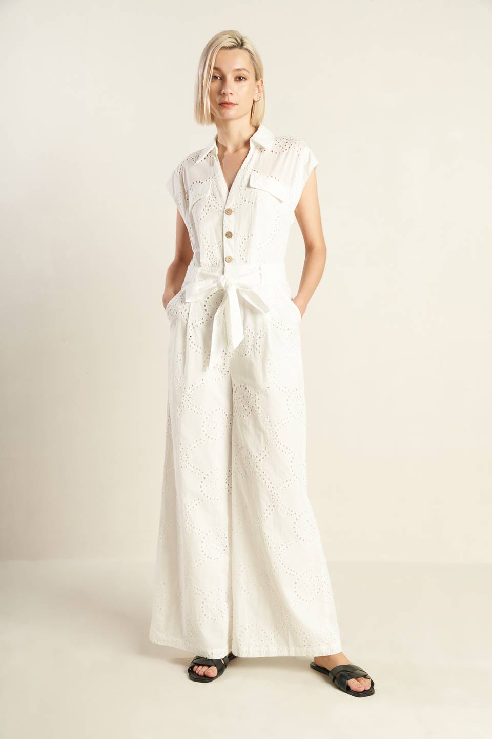 Know Better Woven Eyelet Jumpsuit