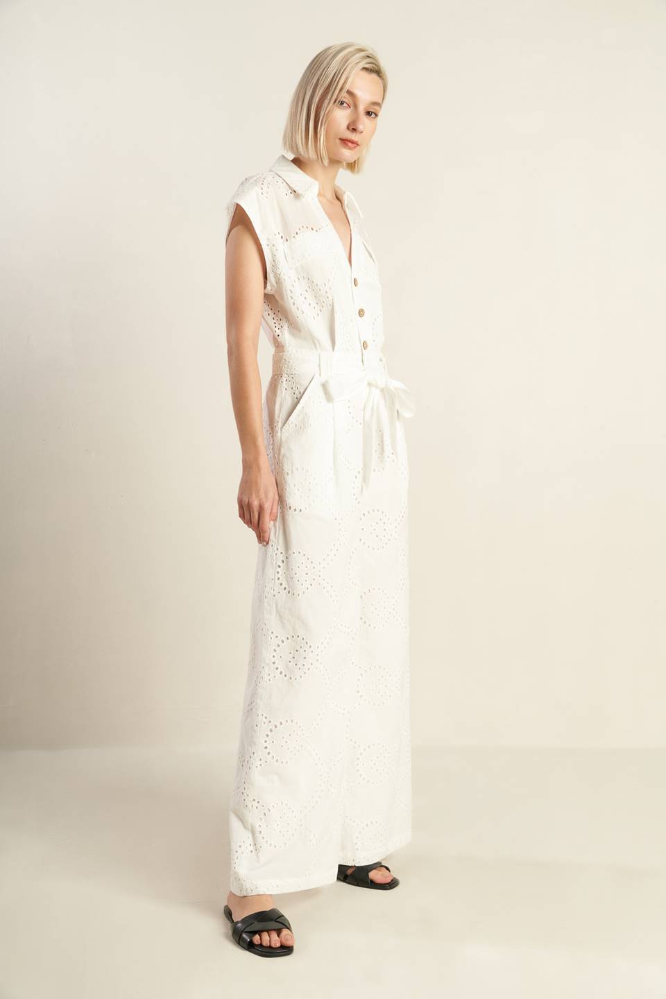 Know Better Woven Eyelet Jumpsuit