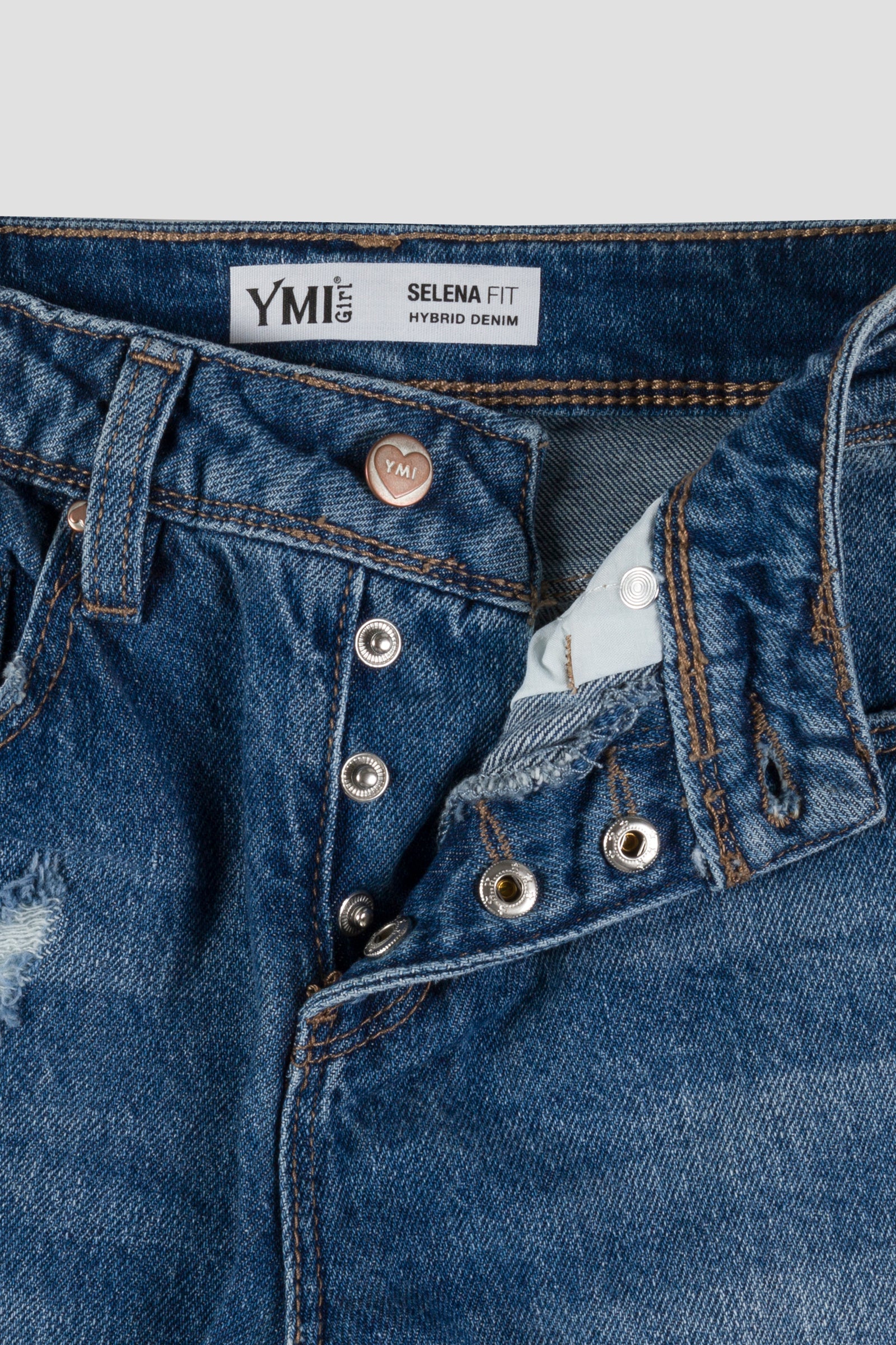 Girls Selena Dream Button Fly Straight Hybrid Jeans