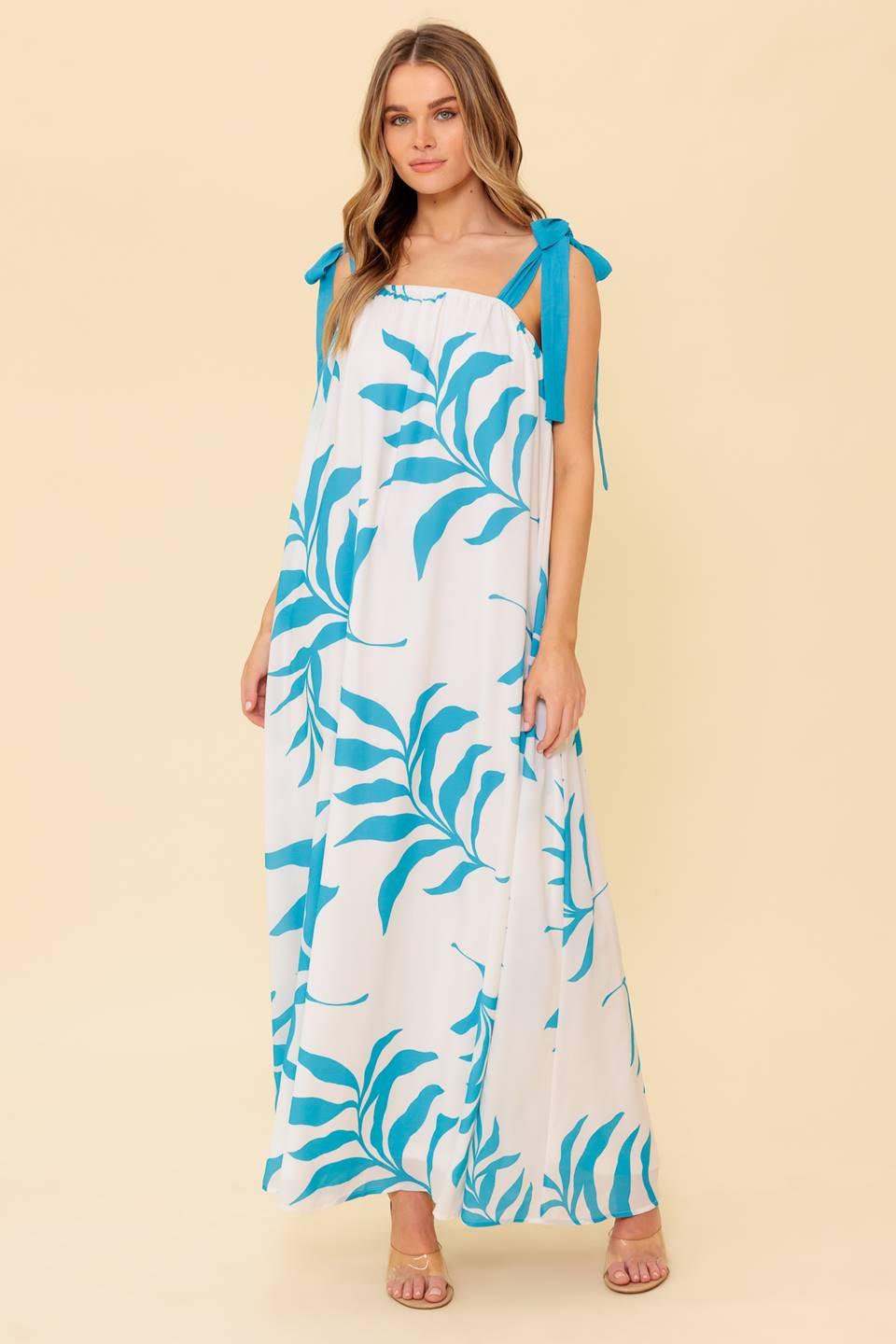 Amalfi Coast Woven Maxi Dress IVORY BLUE / M