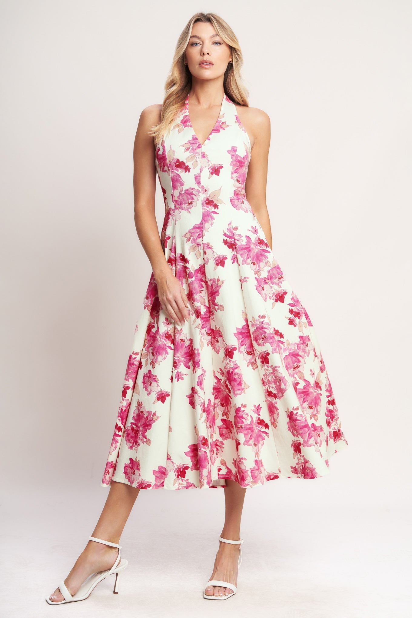 Rosy Afternoon Woven Midi Dress