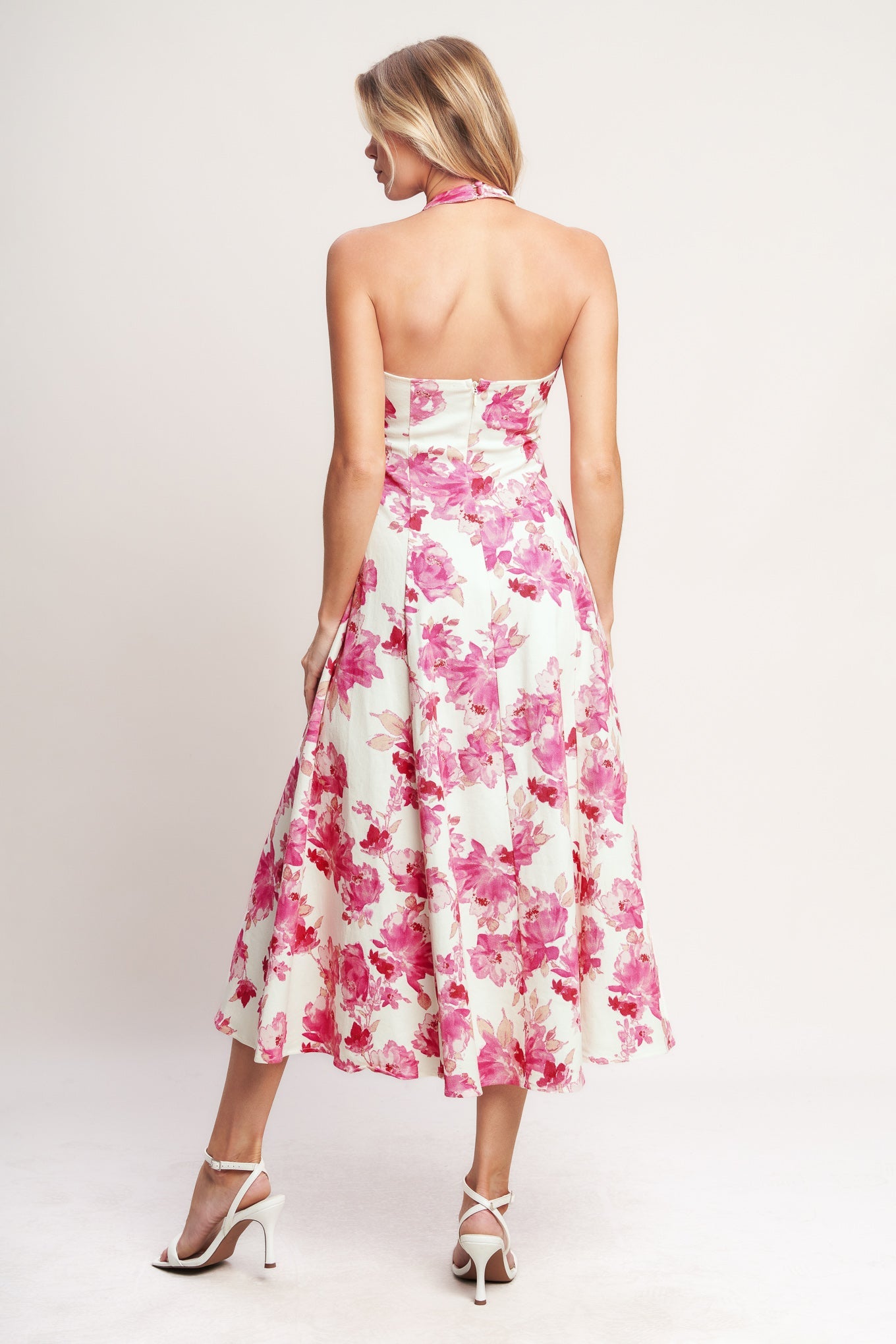 Rosy Afternoon Woven Midi Dress