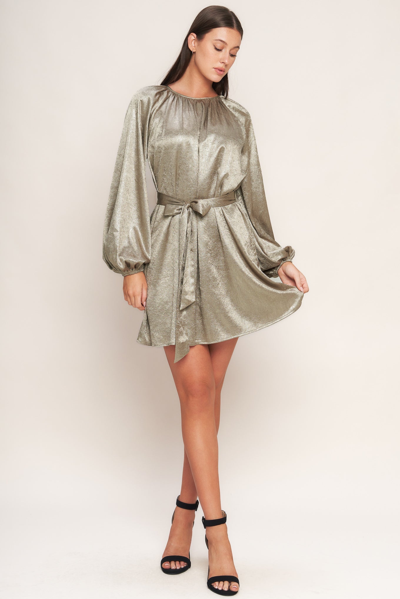 taupe mini dress Lady Black Tie - Elegant Touch Taupe Mini Dress