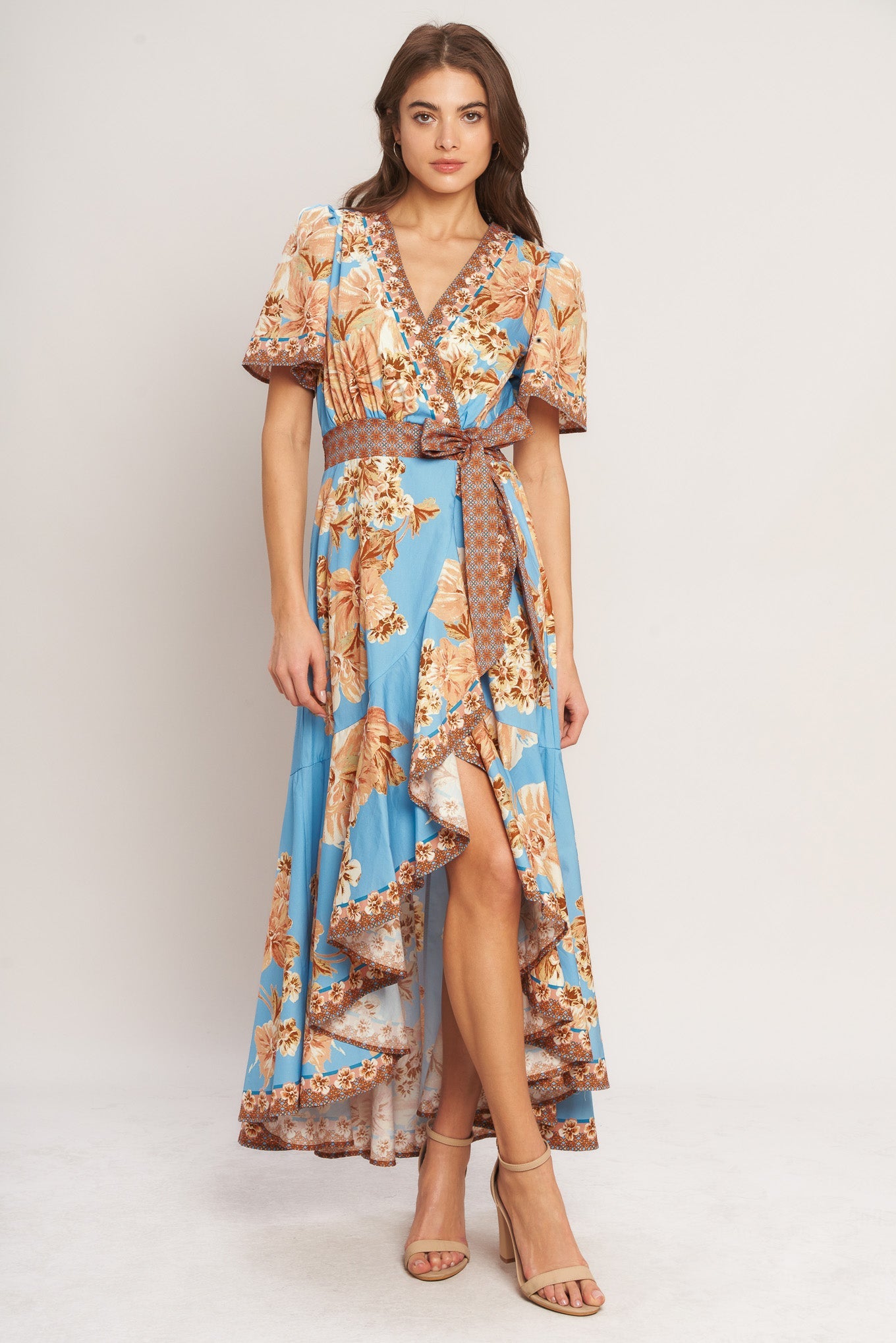 havana style dress for ladies Havana Nights- Floral Tiered Ruffle High-Low Dress
