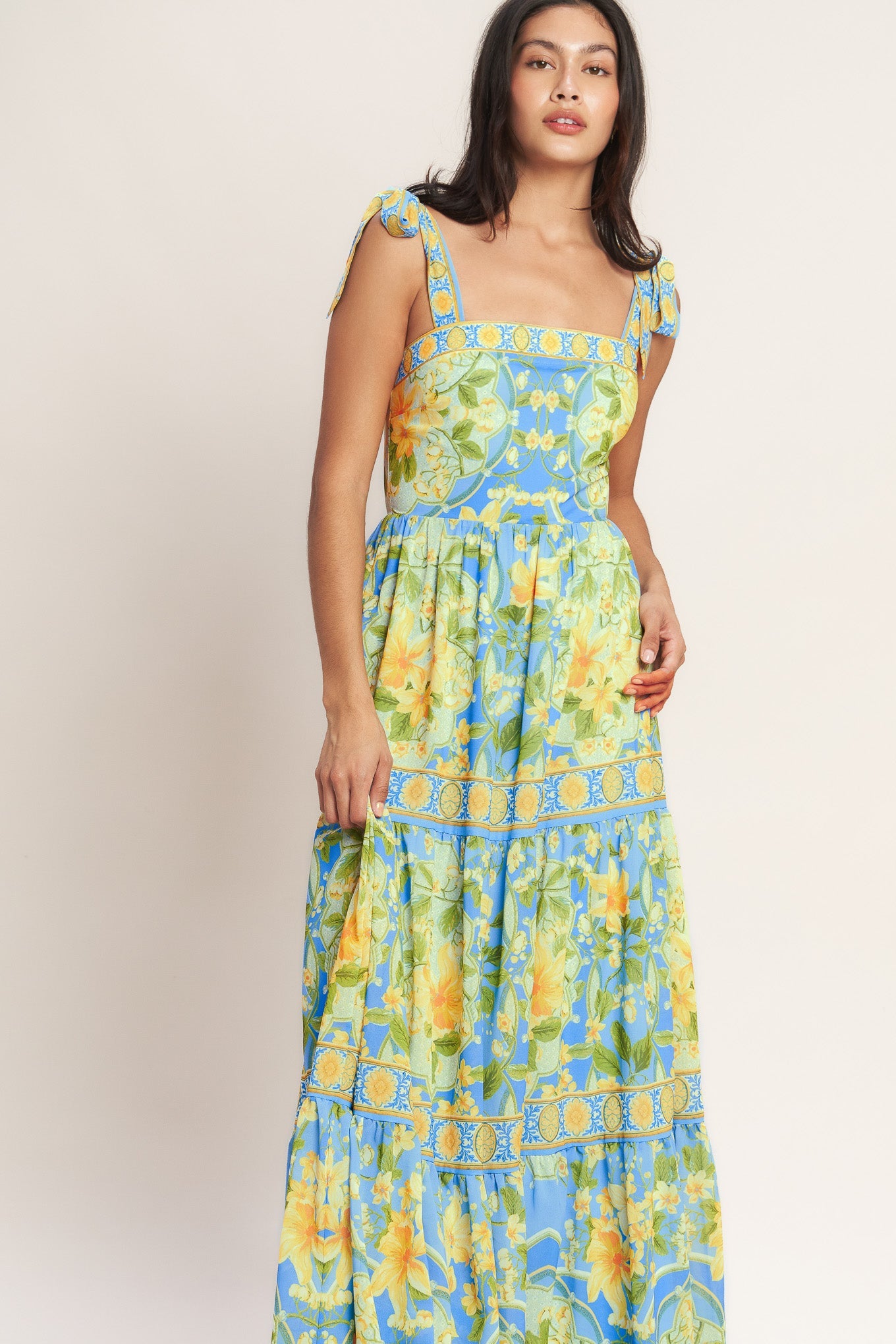 Golden Hour Bloom Woven Maxi Dress