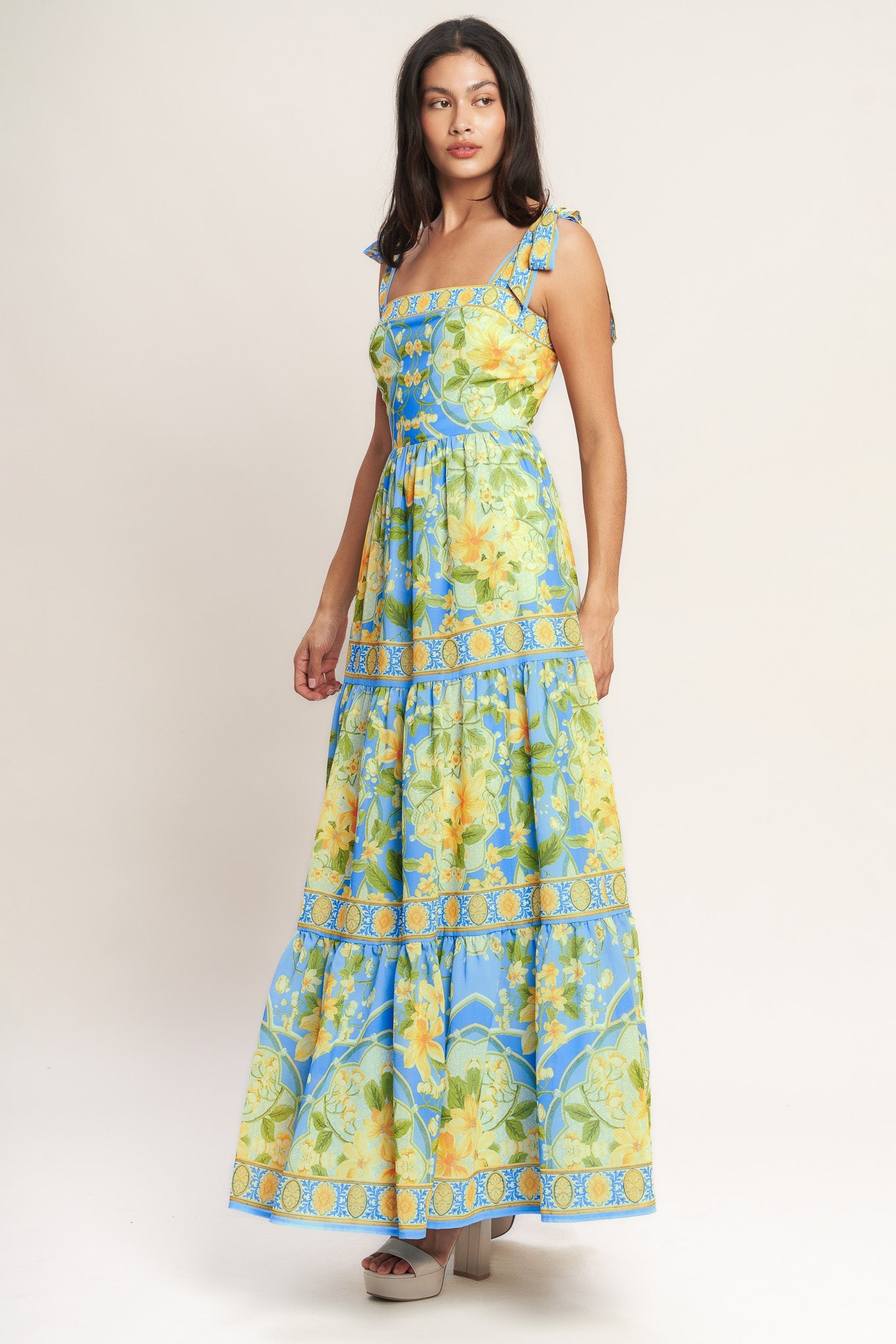 Golden Hour Bloom Woven Maxi Dress
