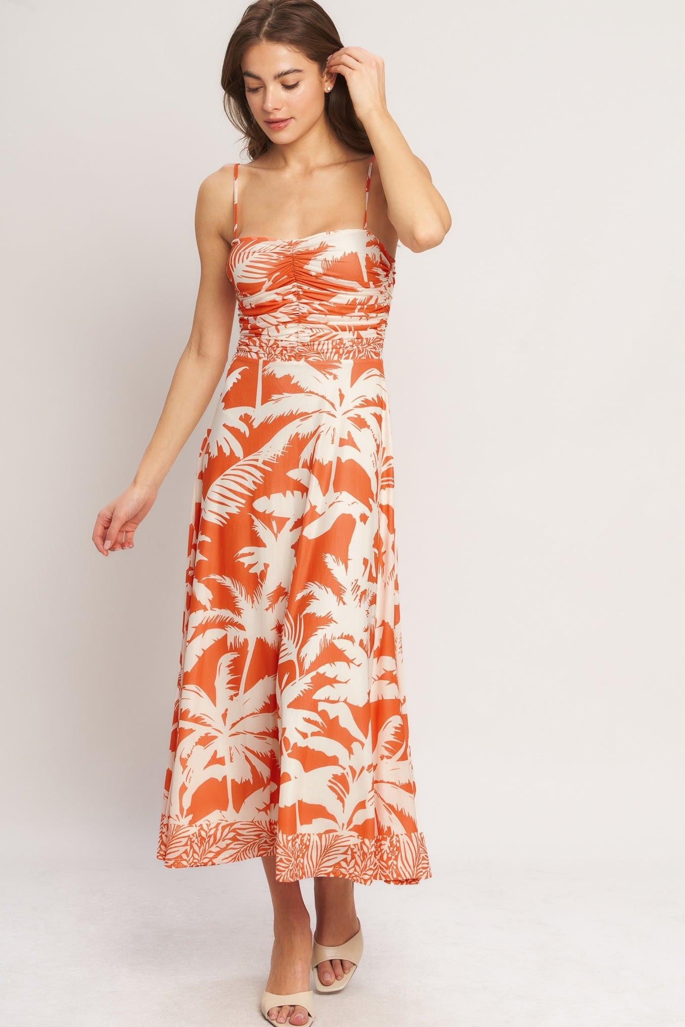 resort midi dresses HEATWAVE POWER MESH DRESS l FLYING TOMATO CORAL/IVORY / M long formal dresses the crochet cover Azazie Norah Lavender Chiffon Color:Pink Brown