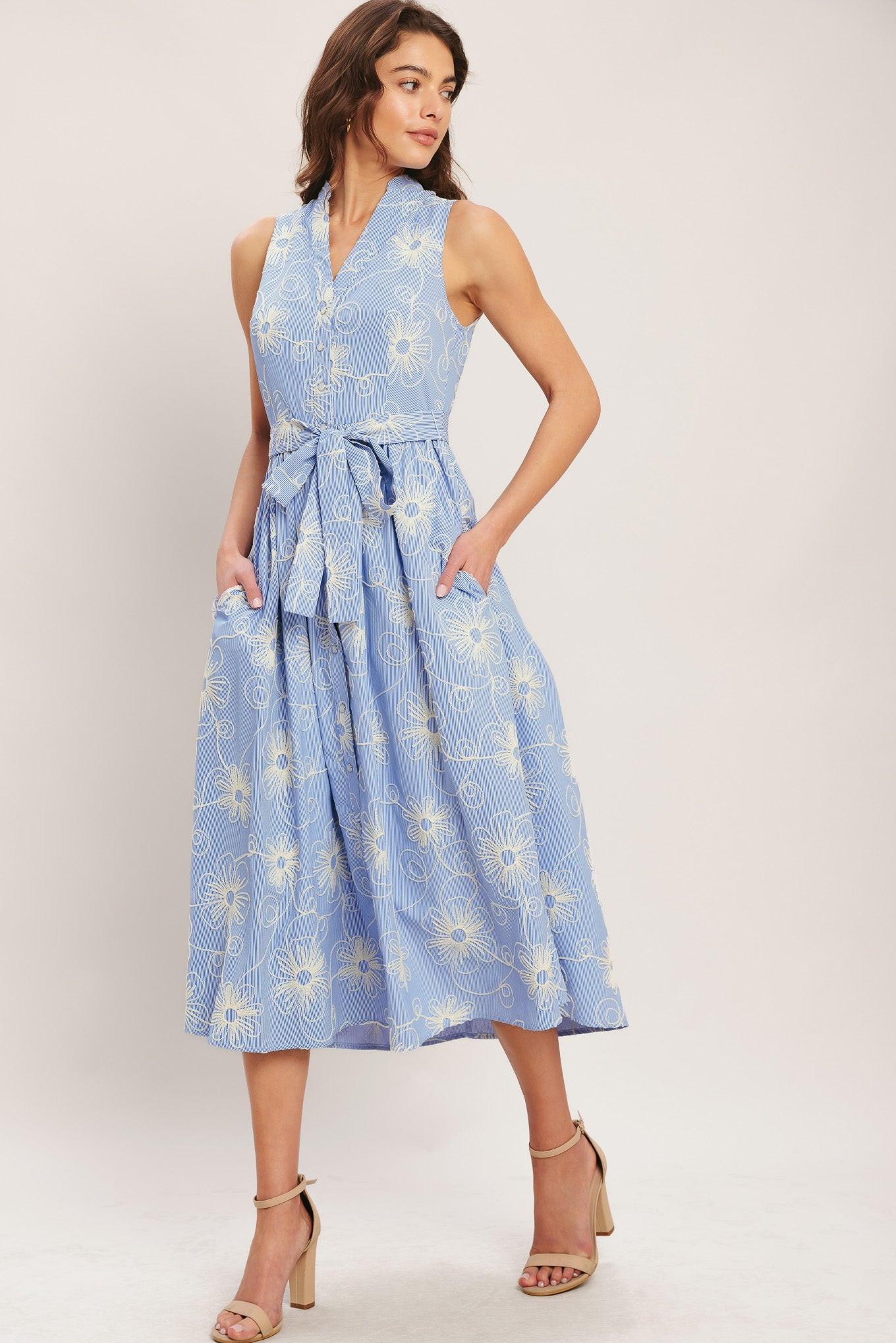 blue flora dress Coco Shop Blue Flora Scoop Neck Maxi Dress Blue Flora / L main image 1
