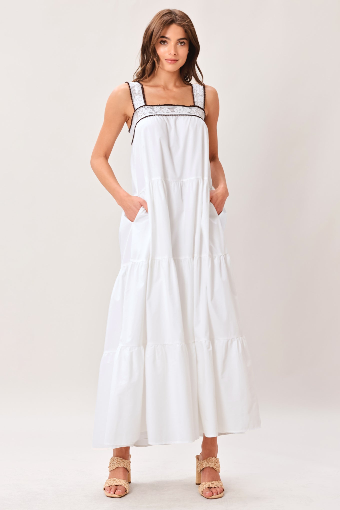 woven maxi dress WOVEN LONG SLEEVE MAXI DRESS