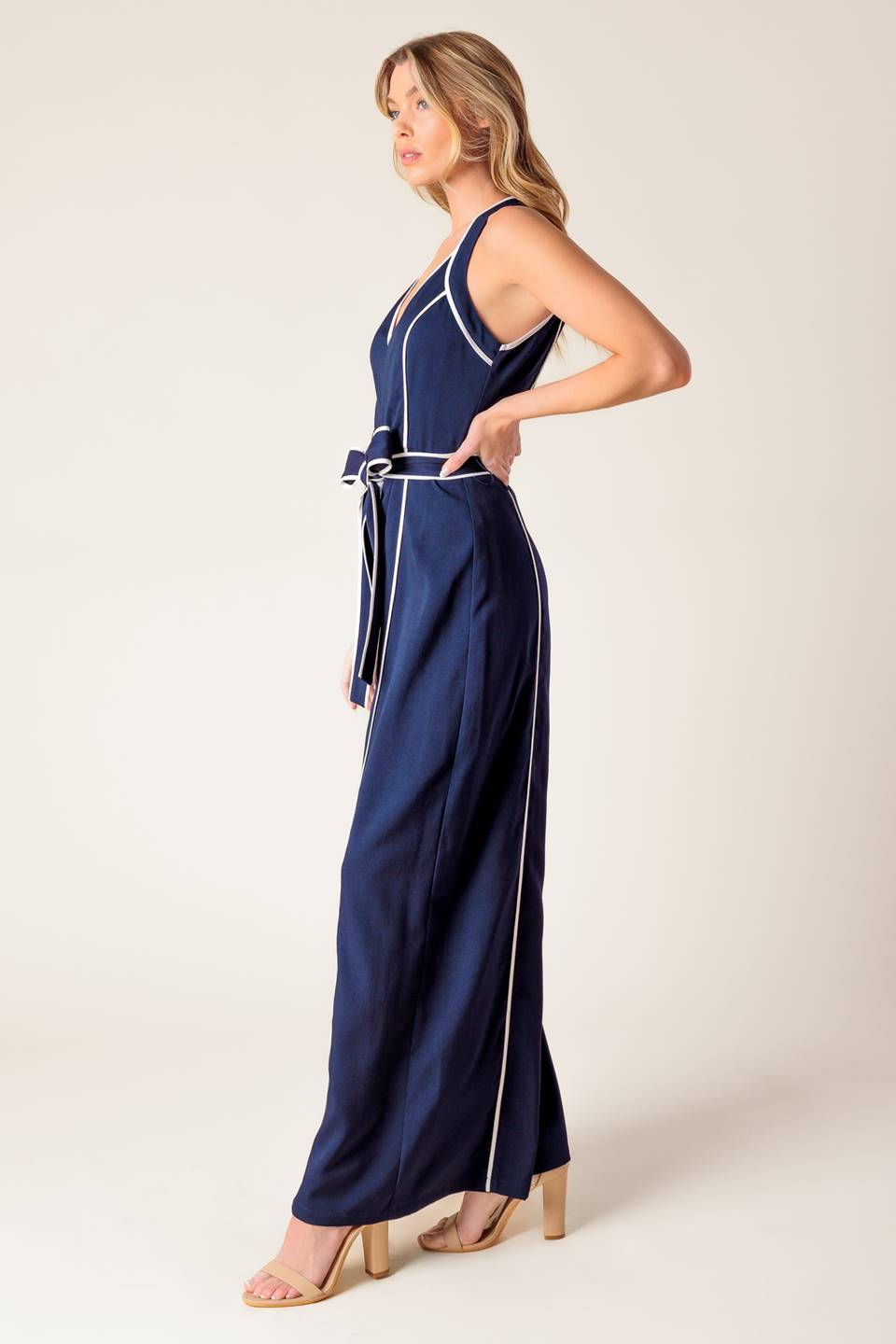 Layton Navy Woven Jumpsuit