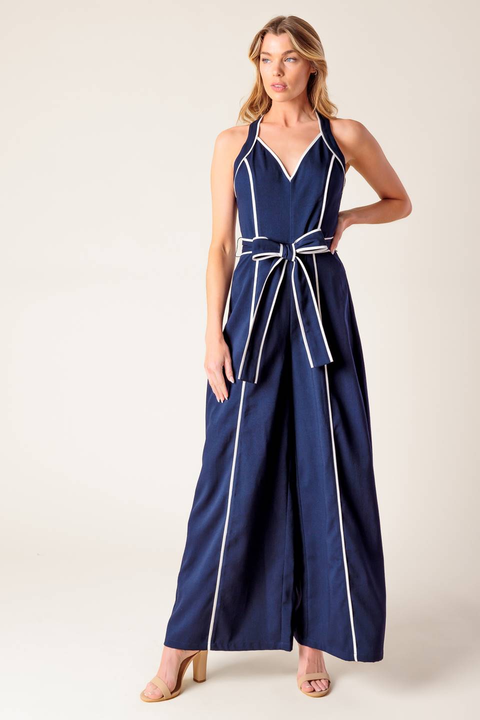 Layton Navy Woven Jumpsuit