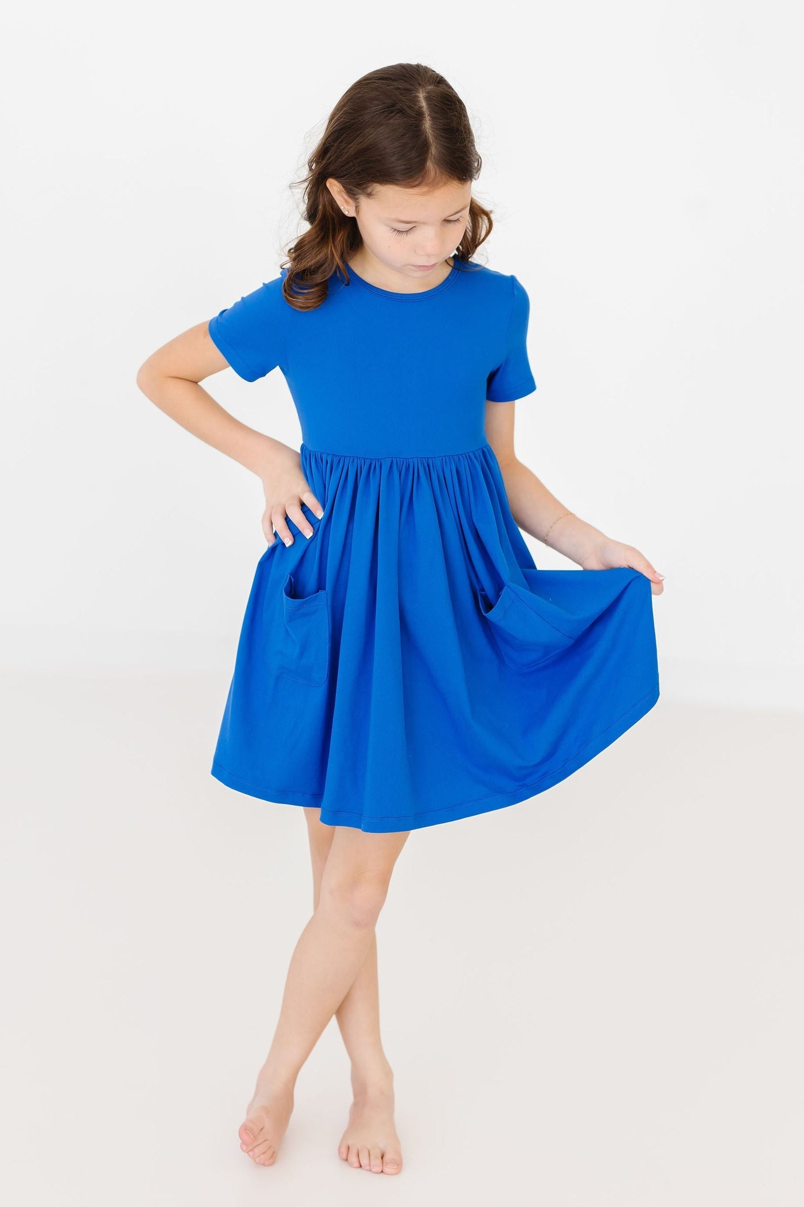 blue twirl dress Royal 3/4 Pocket 2T Super soft fabric keeps YGroup_shanice-dress Full Neck Black Velvet Color:Magnify