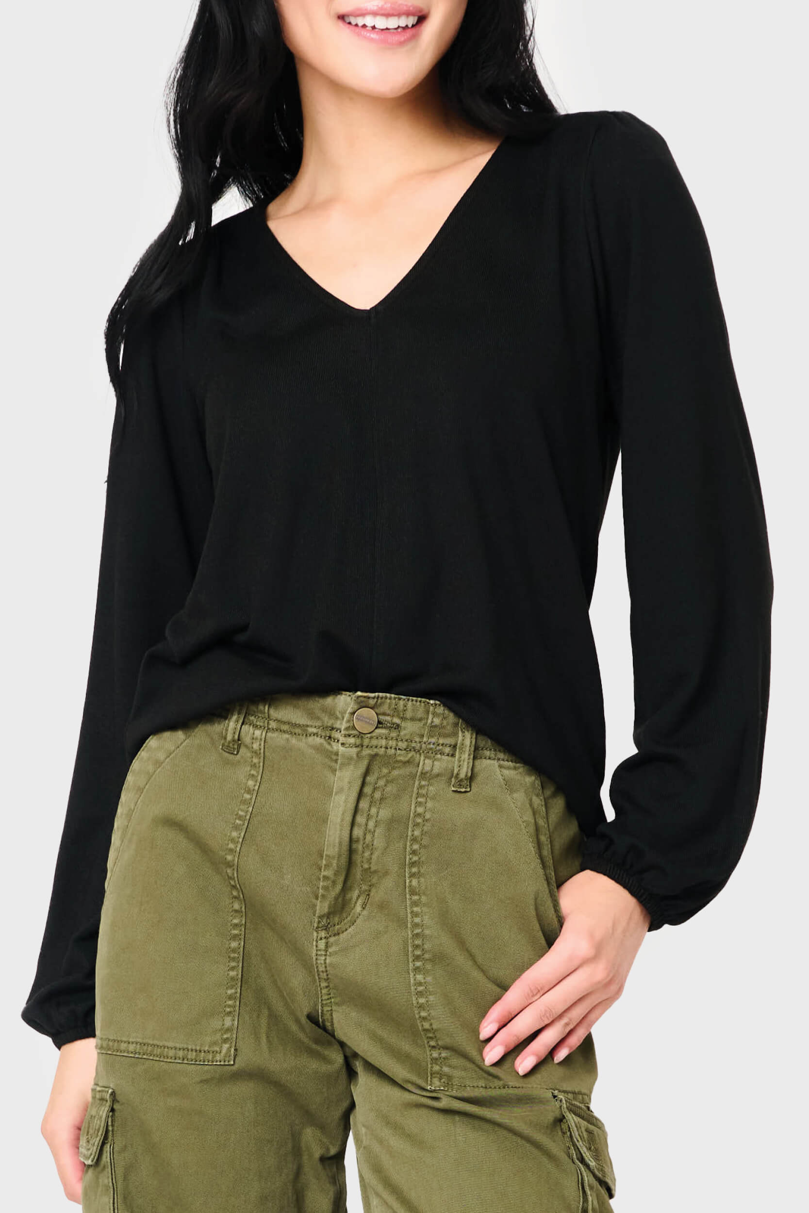 SteinMart.com | V-Neck Blouson Sleeve Sweater Top – Stein Mart