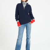 Pure Cashmere Rib Knit Funnel Neck Sweater w/Zip (Lilly 28)