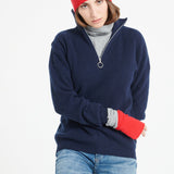 Pure Cashmere Rib Knit Funnel Neck Sweater w/Zip (Lilly 28)
