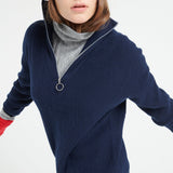 Pure Cashmere Rib Knit Funnel Neck Sweater w/Zip (Lilly 28)