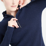 Pure Cashmere 2 ply Zip Neck Ribbed Sweater (Mia 4)
