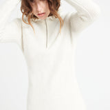 Pure Cashmere 2 ply Zip Neck Ribbed Sweater (Mia 4)
