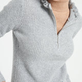 Pure Cashmere 2 ply Zip Neck Ribbed Sweater (Mia 4)