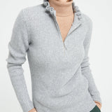 Pure Cashmere 2 ply Zip Neck Ribbed Sweater (Mia 4)