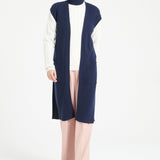 Pure Cashmere Long Sleeveless Ribbed Cardigan (Mia 6)