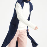 Pure Cashmere Long Sleeveless Ribbed Cardigan (Mia 6)
