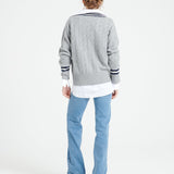 Pure Cashmere 6 ply Cable Knit V-Neck Sweater (Mia 10)