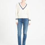 Pure Cashmere 6 ply Cable Knit V-Neck Sweater (Mia 10)