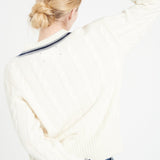Pure Cashmere 6 ply Cable Knit V-Neck Sweater (Mia 10)