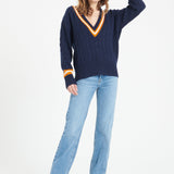Pure Cashmere 6 ply Cable Knit V-Neck Sweater (Mia 10)