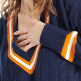 Pure Cashmere 6 ply Cable Knit V-Neck Sweater (Mia 10)