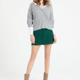 Pure Cashmere 2 ply Short Sleeve V-Neck Cardigan w/Ribbed Stitching (Mia 13)
