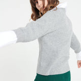 Pure Cashmere 2 ply Short Sleeve V-Neck Cardigan w/Ribbed Stitching (Mia 13)