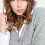 Pure Cashmere 2 ply Short Sleeve V-Neck Cardigan w/Ribbed Stitching (Mia 13)