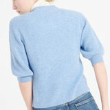 Pure Cashmere 2 ply Short Sleeve V-Neck Cardigan w/Ribbed Stitching (Mia 13)