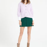 Pure Cashmere 2 ply Short Sleeve V-Neck Cardigan w/Ribbed Stitching (Mia 13)