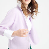 Pure Cashmere 2 ply Short Sleeve V-Neck Cardigan w/Ribbed Stitching (Mia 13)
