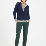 Pure Cashmere Ribbed V-Neck Cardigan (Mia 14)
