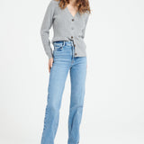Pure Cashmere Ribbed V-Neck Cardigan (Mia 14)