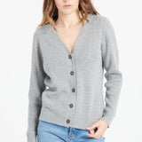 Pure Cashmere Ribbed V-Neck Cardigan (Mia 14)