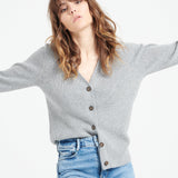 Pure Cashmere Ribbed V-Neck Cardigan (Mia 14)