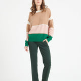 Pure Cashmere 2 ply Boat Neck Sweater w/MultiColor (Mia 15)