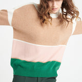 Pure Cashmere 2 ply Boat Neck Sweater w/MultiColor (Mia 15)
