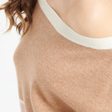 Pure Cashmere 2 ply Boat Neck Sweater w/MultiColor (Mia 15)